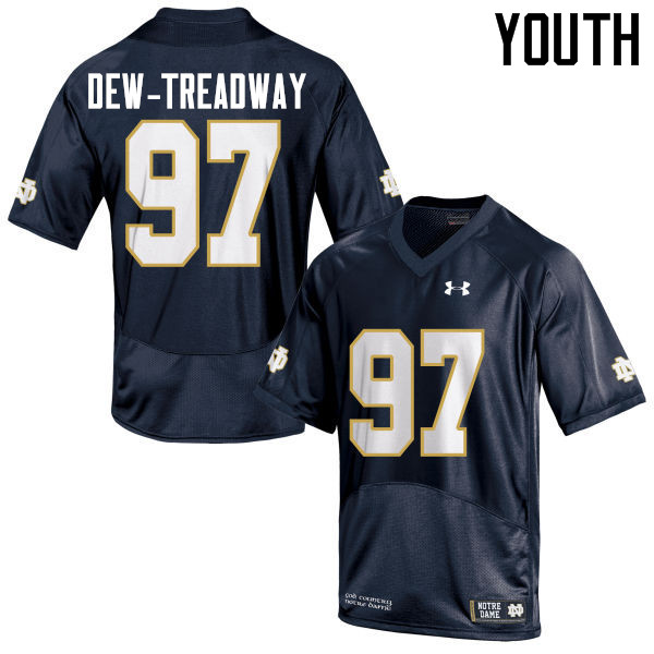 Youth NCAA Notre Dame Fighting Irish #97 Micah Dew-Treadway Stitched College Under Armour Authentic Navy Blue Football Jersey SB10K63IZ